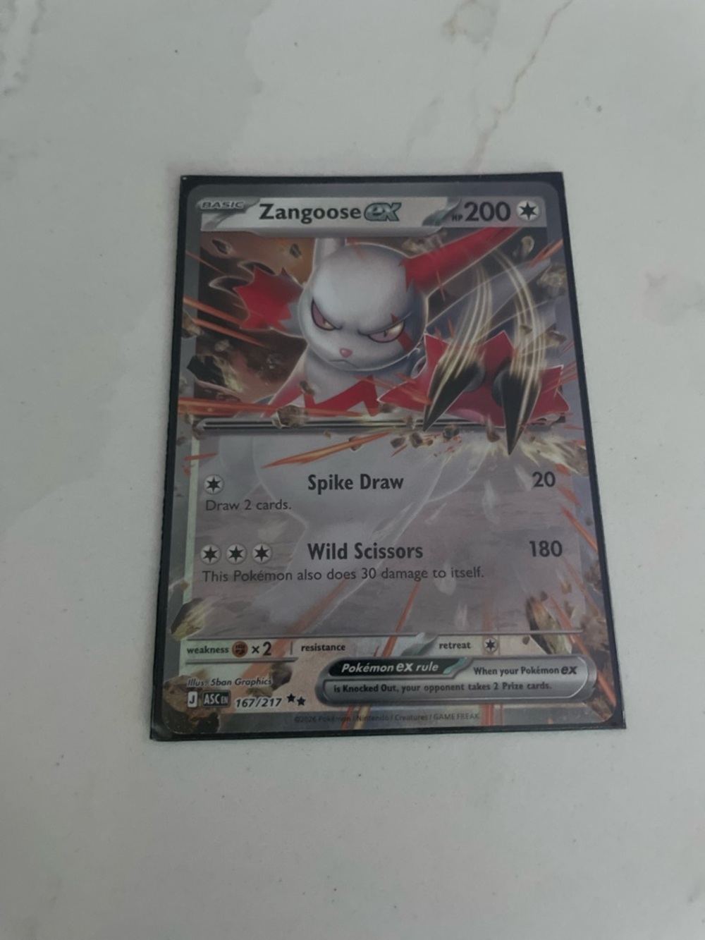 Zangoose ex Pokémon Card 167/217- Ultra Rare Holo
